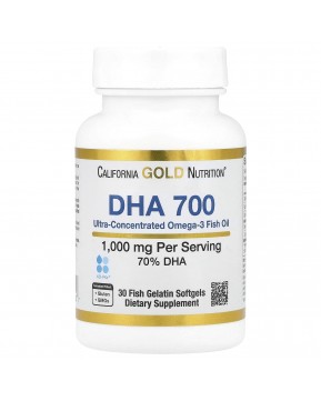 California Gold Nutrition, DHA 700, рыбий жир фармацевтической степени чистоты, 1000 мг, 30 рыбно-желатиновых капсул California Gold Nutrition, DHA 700, рыбий жир фармацевтической степени чистоты, 1000 мг, 30 рыбно-желатиновых капсул